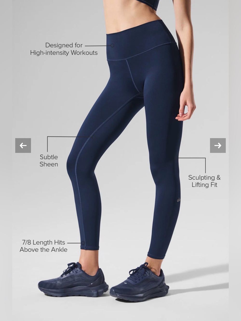 Alo High Waist 7/8 Air Lift Leggings - Navy - Picture 4 of 10